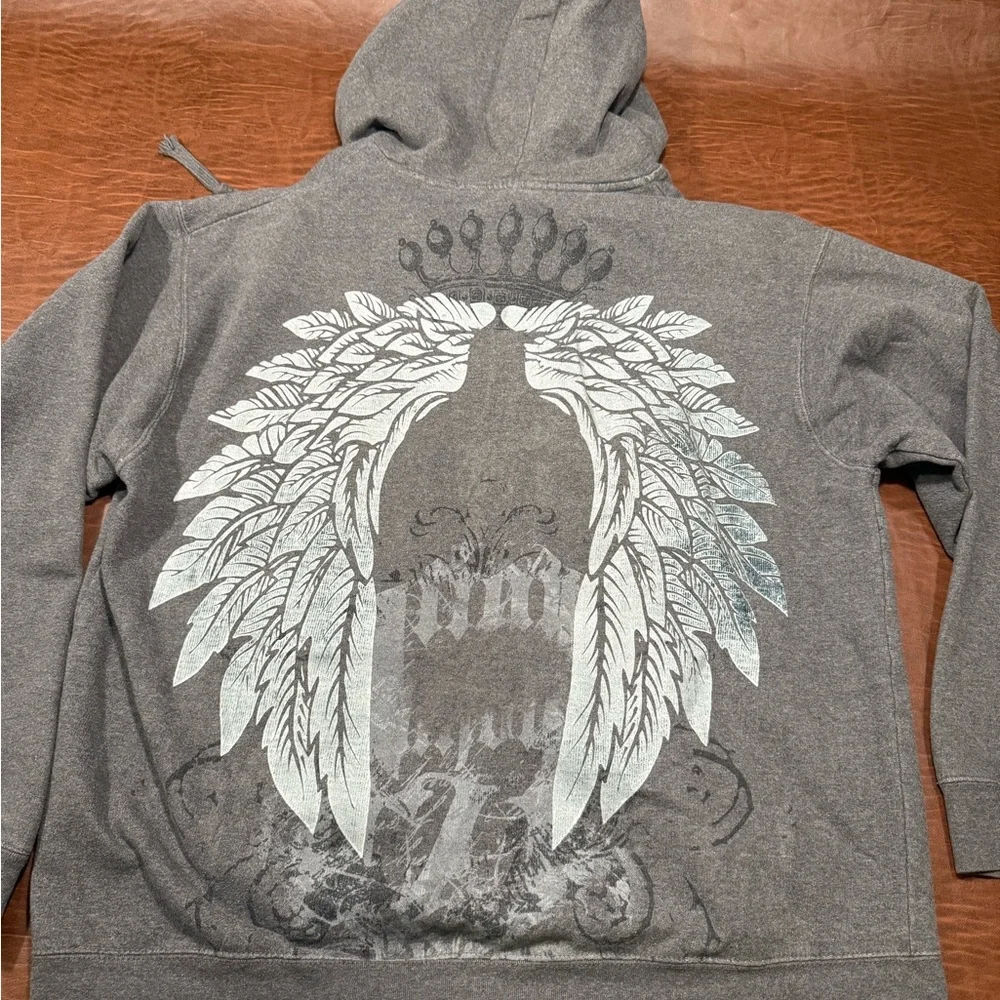 Gray Graphic Hoodie with Eagle Design - Picture 2 of 2